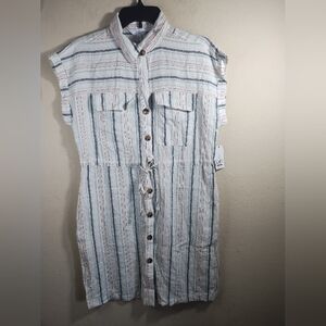 New Time And Tru Dress Linen Blend Coastal Boho Minimalist Pockets